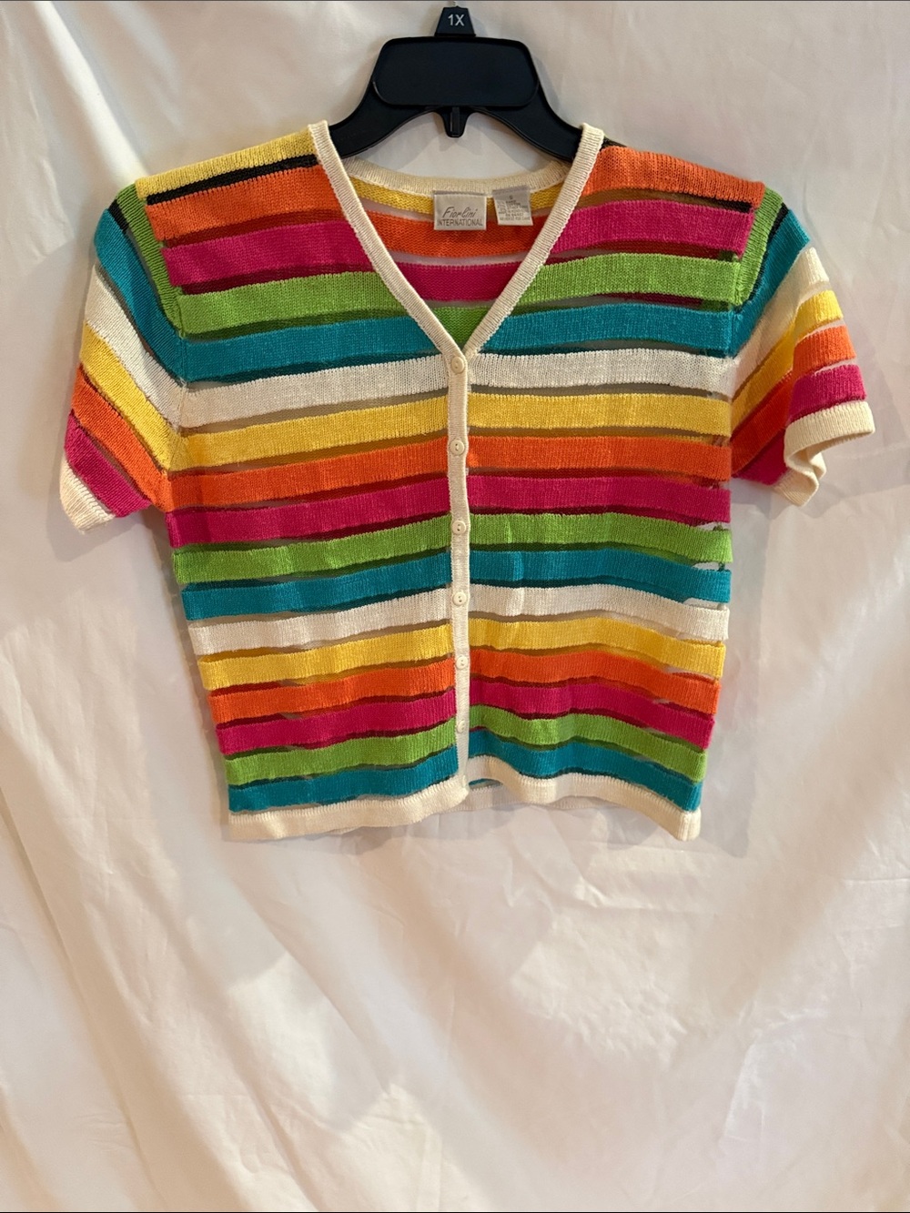 Fiorlini International Multicolor Striped Button-Front Top, S